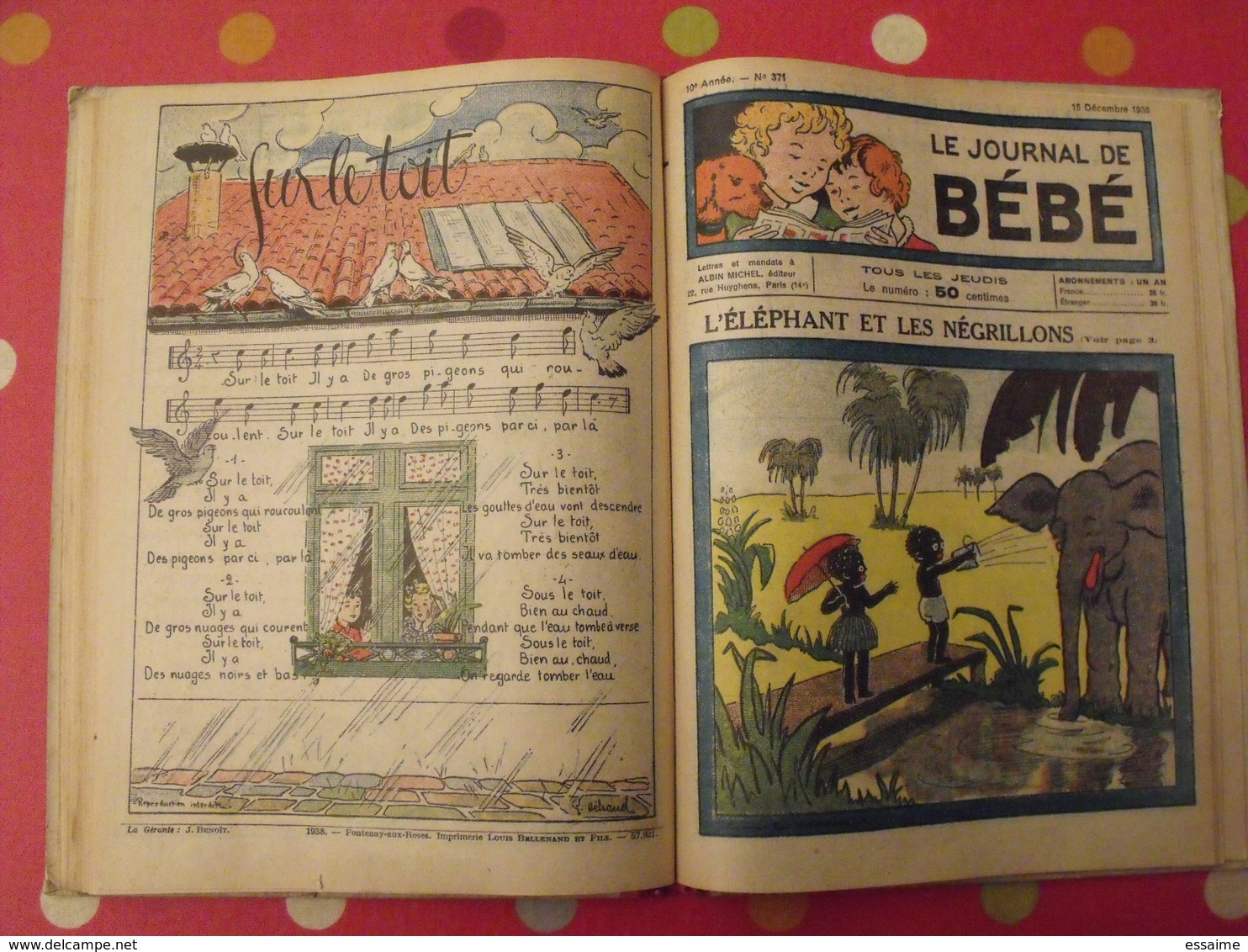 recueil reliure de 12 revues "le journal de bébé". 4ème trimestre 1938. pouf davine rob-vel rotman rogelon pélik polydor