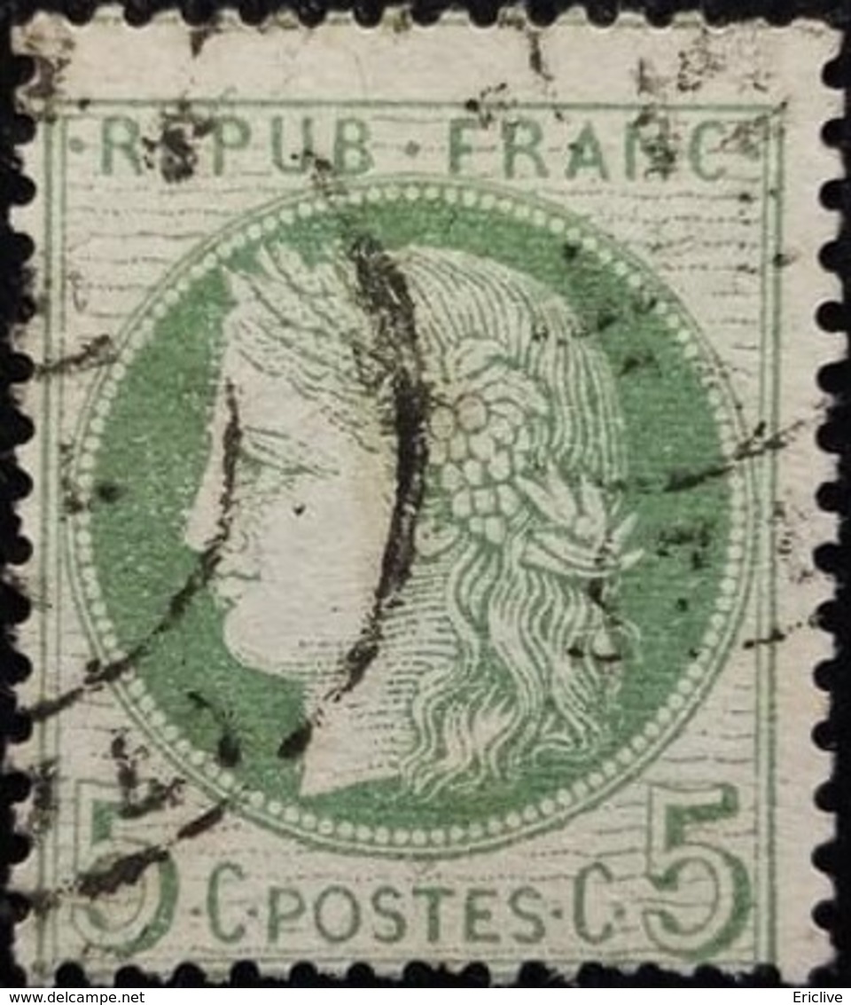 FRANCE Y&T N°53k Cérès 5c Vert-vif Sur Azuré. Oblitéré - 1871-1875 Ceres