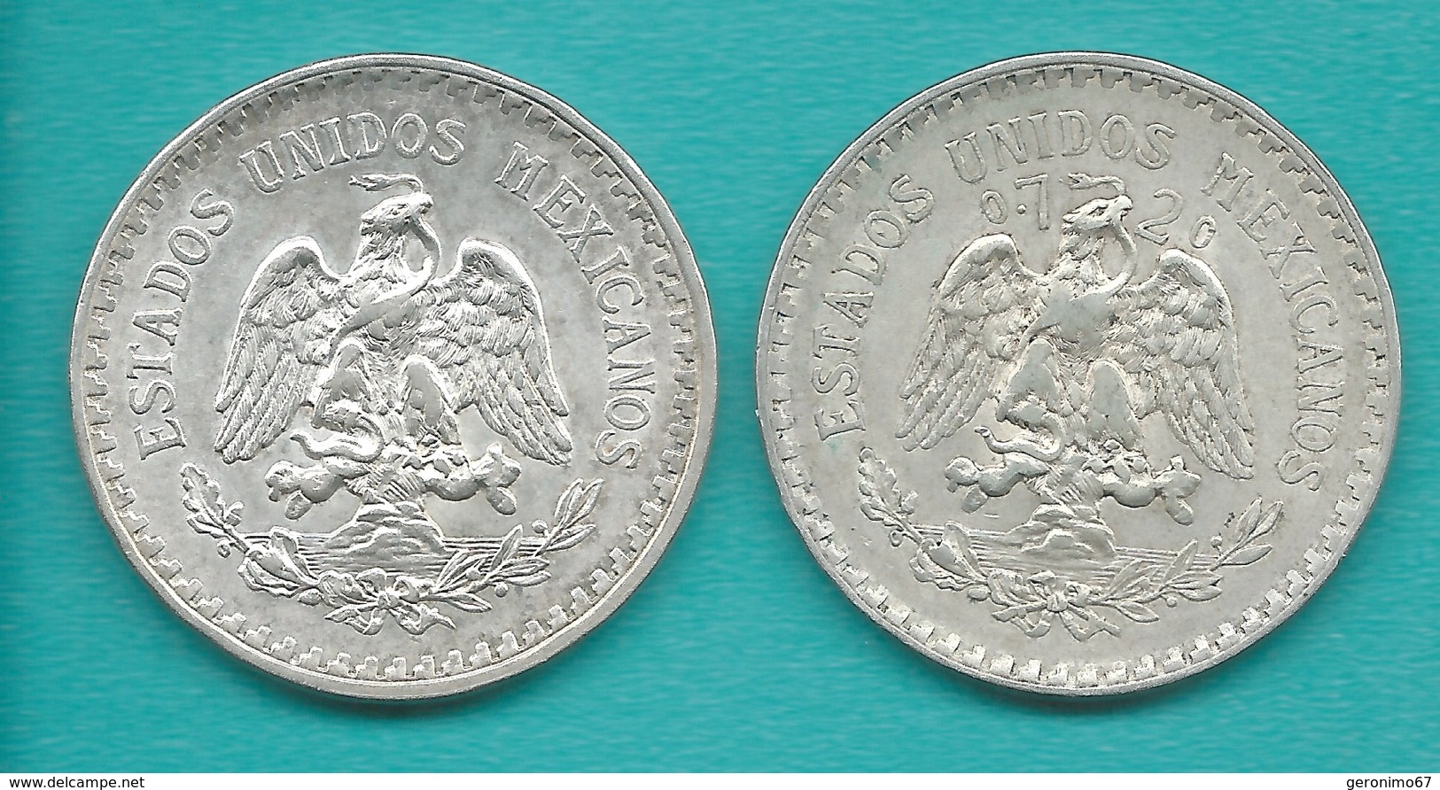 Mexico - 1 Peso - 1919 (KM454) & 1922 (KM455) - Mexique