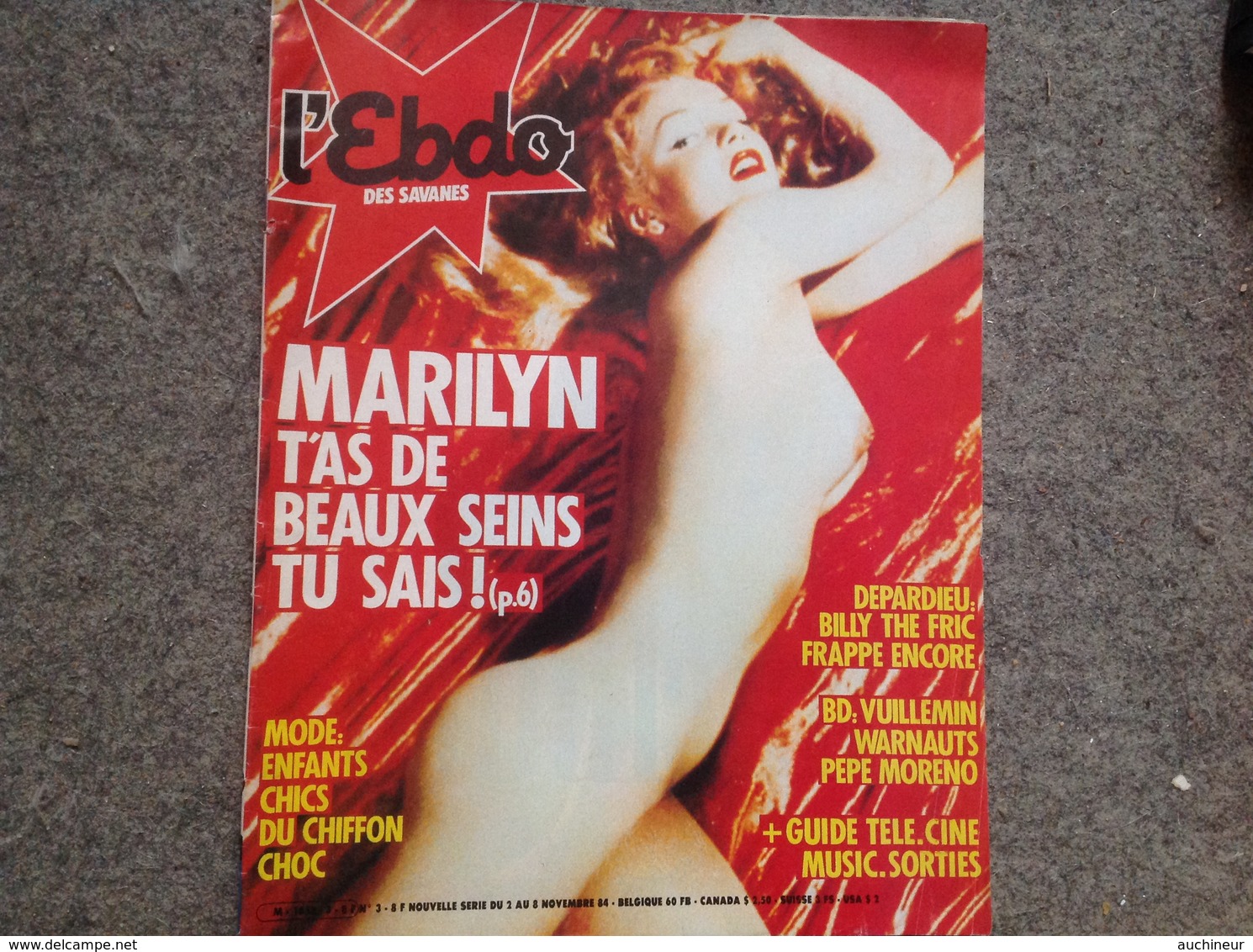 Cover Marilyn Monroe, 1984, L'Ebdo Des Savanes, Article 5 P - Autre Magazines