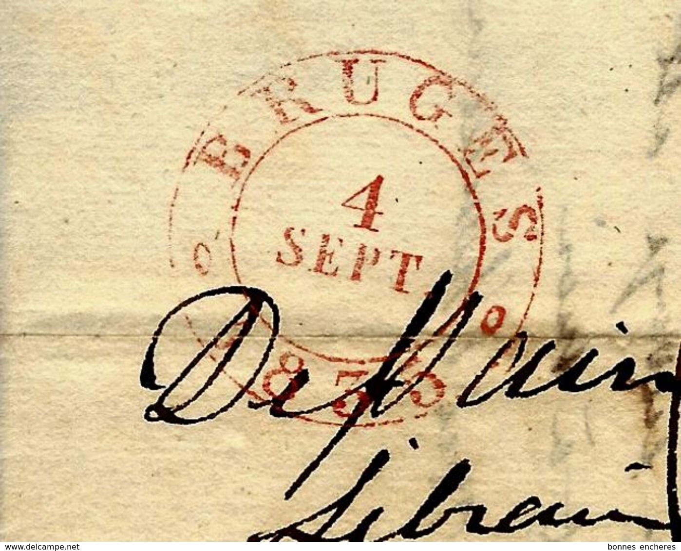 BELGIQUE BRUGES 1835 LETTRE De C.de Moos Bruges Pour Dessain Libraire Imprimeur à Liège B.E.V.SCANS+HISTORIQUE - 1800 – 1899