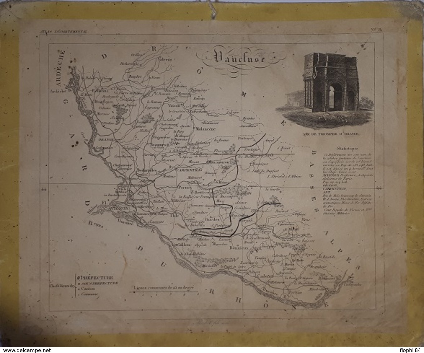 VAUCLUSE - CALENDRIER DE 1837- RECTO VERSO - AVEC CARTE VAUCLUSE - COINS ARRONDIS - FORMAT 295x240 - Big : ...-1900