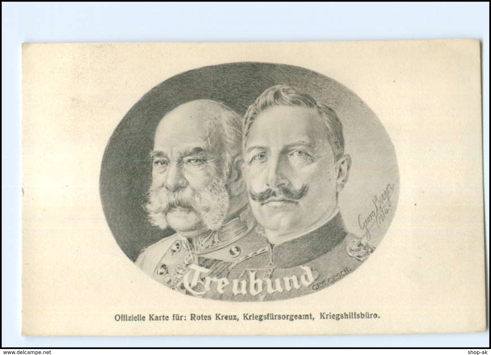 U3973/ Kaiser Franz Josef  + Kaiser Wilhelm Rotes Kreuz, Kriegsfürsorge AK 1915 - Königshäuser