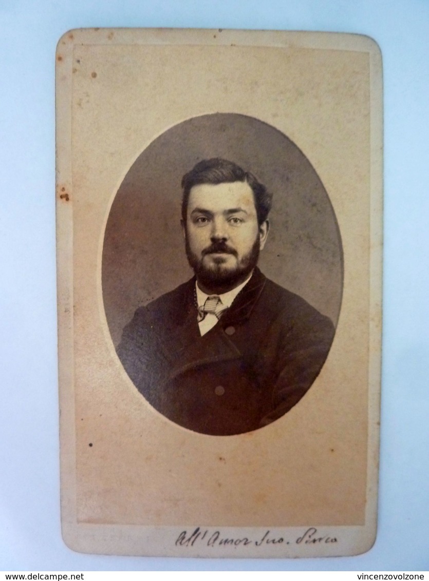 Fotografia All'Albumina "Ritratto Maschile FOTOGRAFO RAFFAELLO FERRETTI ROMA" 1870 Circa - Persone Identificate