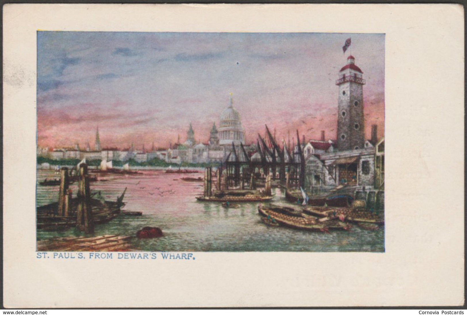 St Paul's From Dewar's Wharf, London, C.1905 - Dewar's Whisky Postcard - Advertising