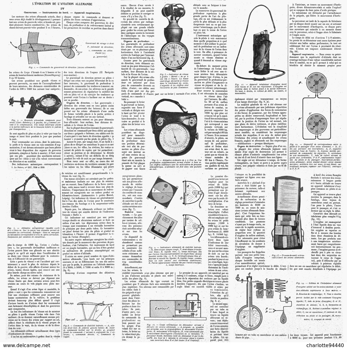 L'EVOLUTION De L'AVIATION ALLEMANDE ( GOUVERNES - INSTRUMENTS De BORD -  APPAREIL RESPIRATOIRE )  1918 - Autres & Non Classés