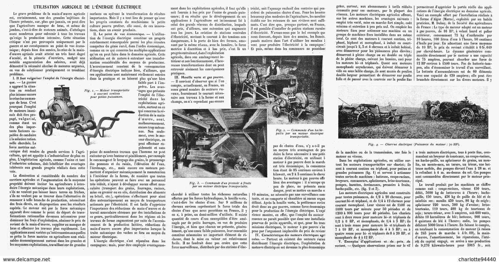 UTILISATION AGRICOLE De L'ENERGIE ELECTRIQUE  1916 - Other & Unclassified