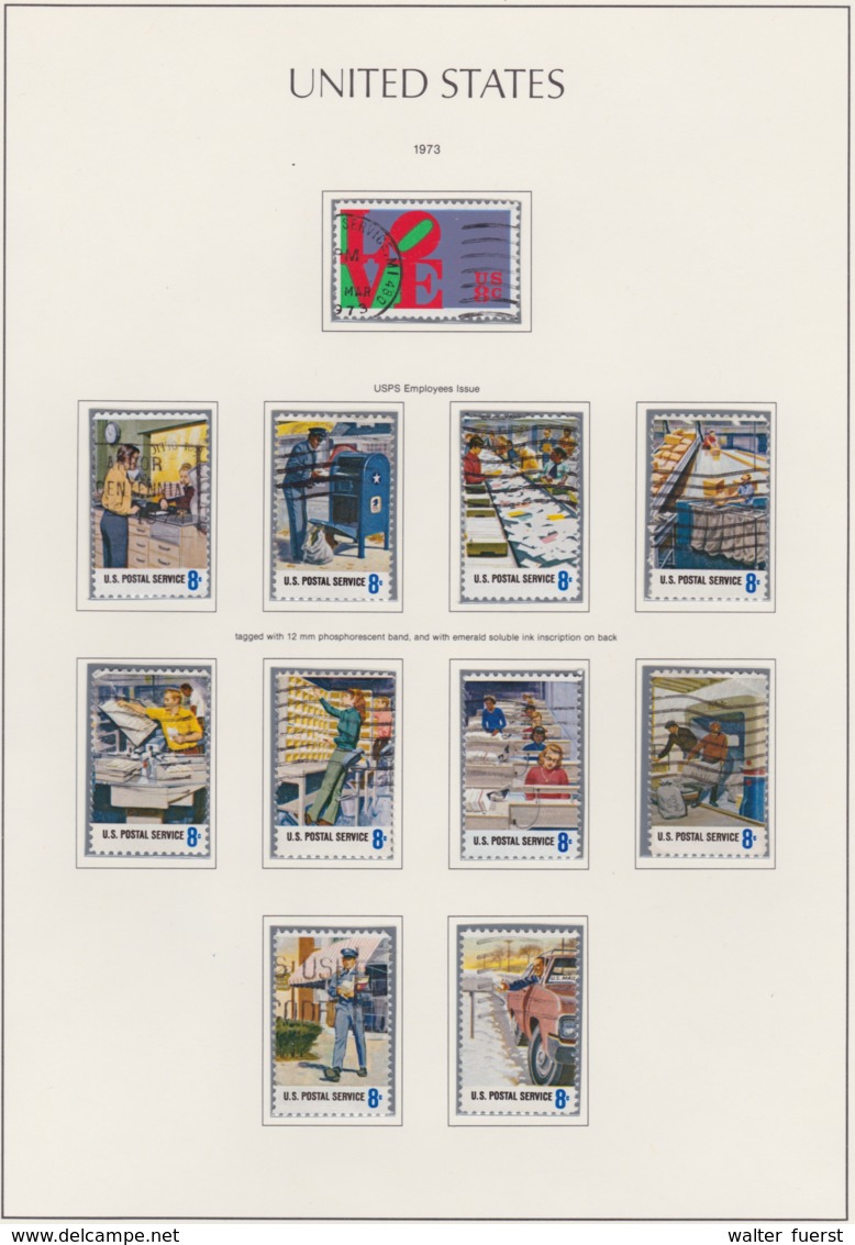 USA 1973, "US Postdienst", Serie Gestempelt + 10er-Streifen + Paar - Oblitérés