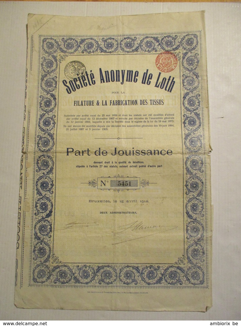 Société Anonyme De Loth - Leeuw Saint Pierre - Textiel