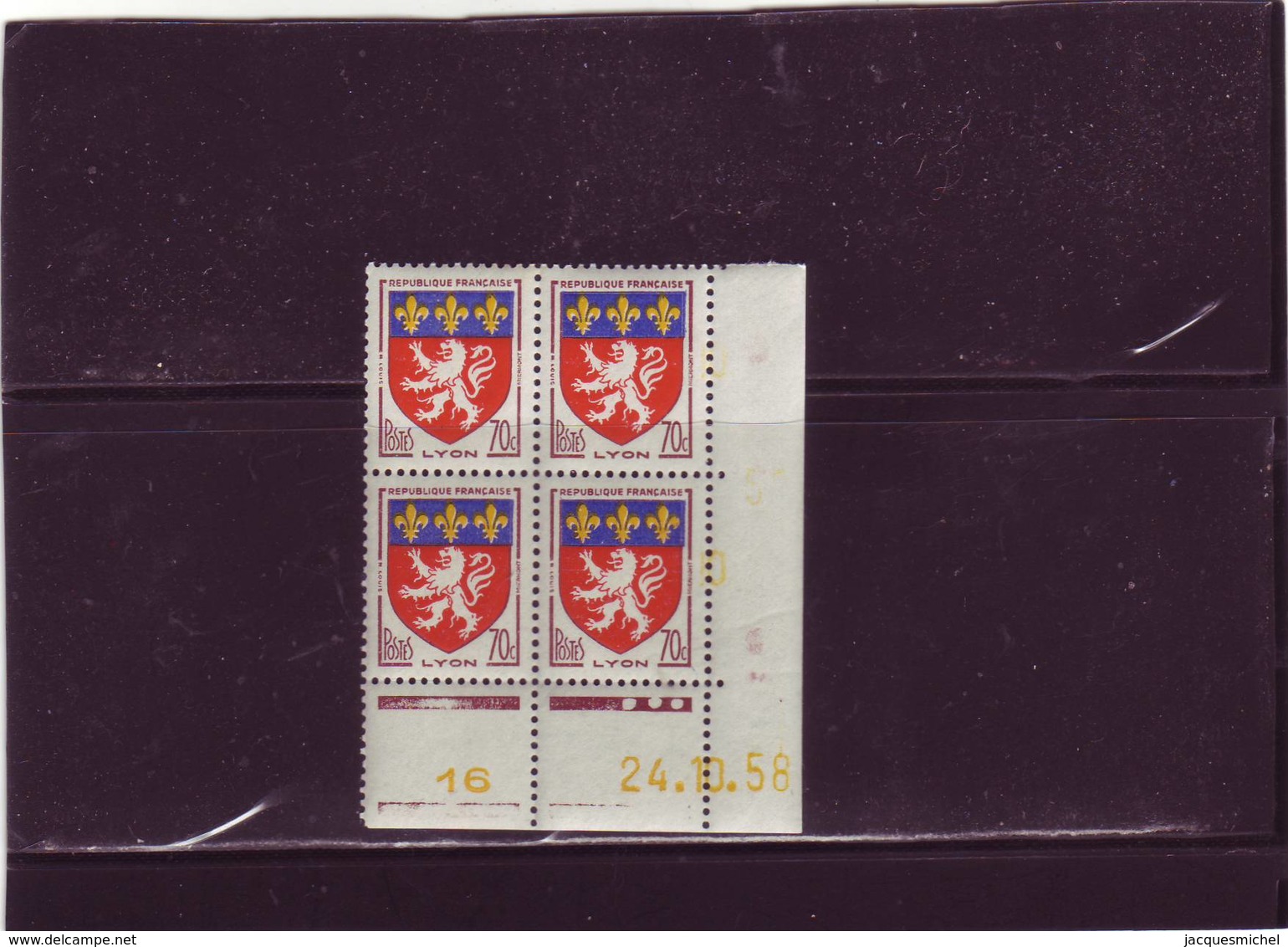 N° 1181 - 70c Blason De LYON - A De A+B - Tirage Du 23.10.58 Au 4.11.58 - 24.10.1958 - - 1950-1959