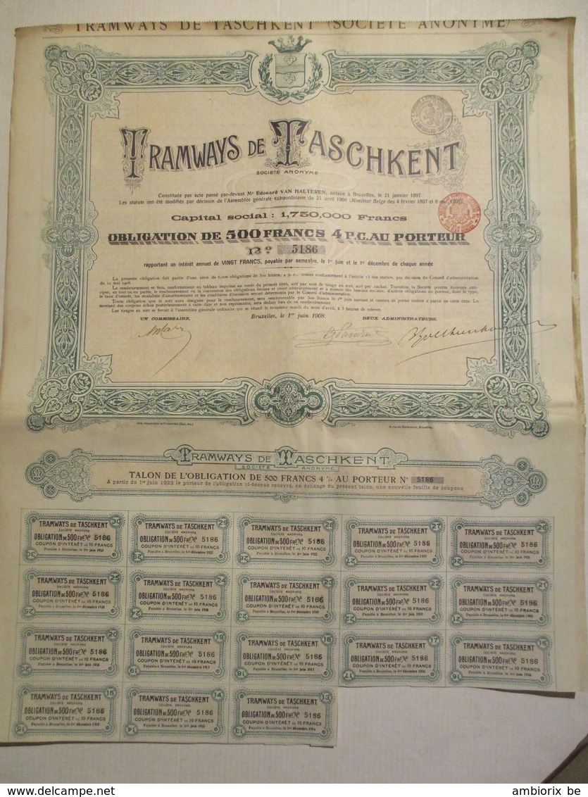 Les Tramways De Taschkent - Obligation De 500 Fr - Transports