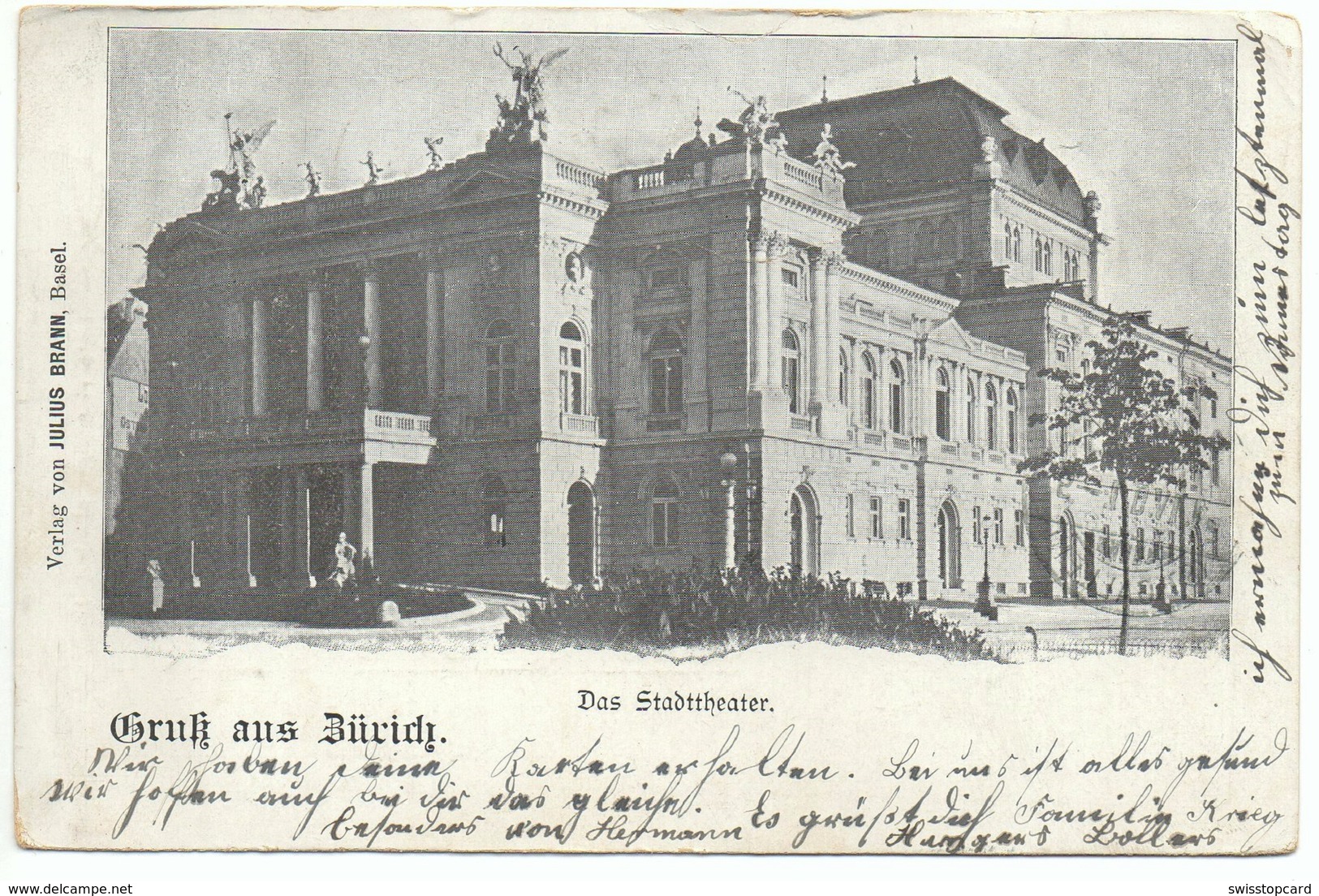 Gruss Aus ZÜRICH Das Stadttheater Gel. 1901 V. Bubikon N. Gossau - Bubikon