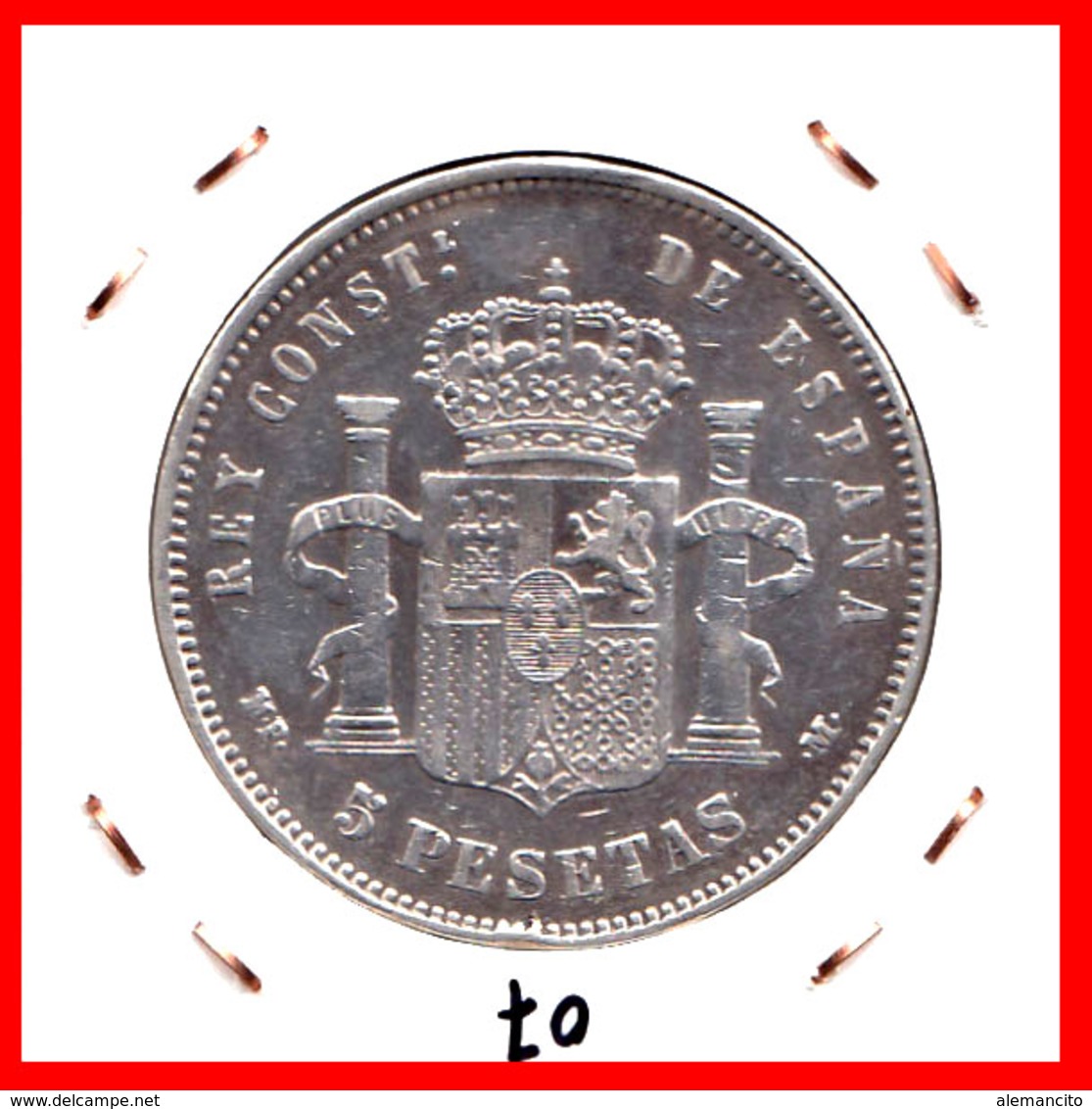 ESPAÑA MONEDA DE (( ALFONSO XIII PLATA )) 5 PESETAS( DURO EL PELON ) AÑO 1890 M-PM - Primeras Acuñaciones