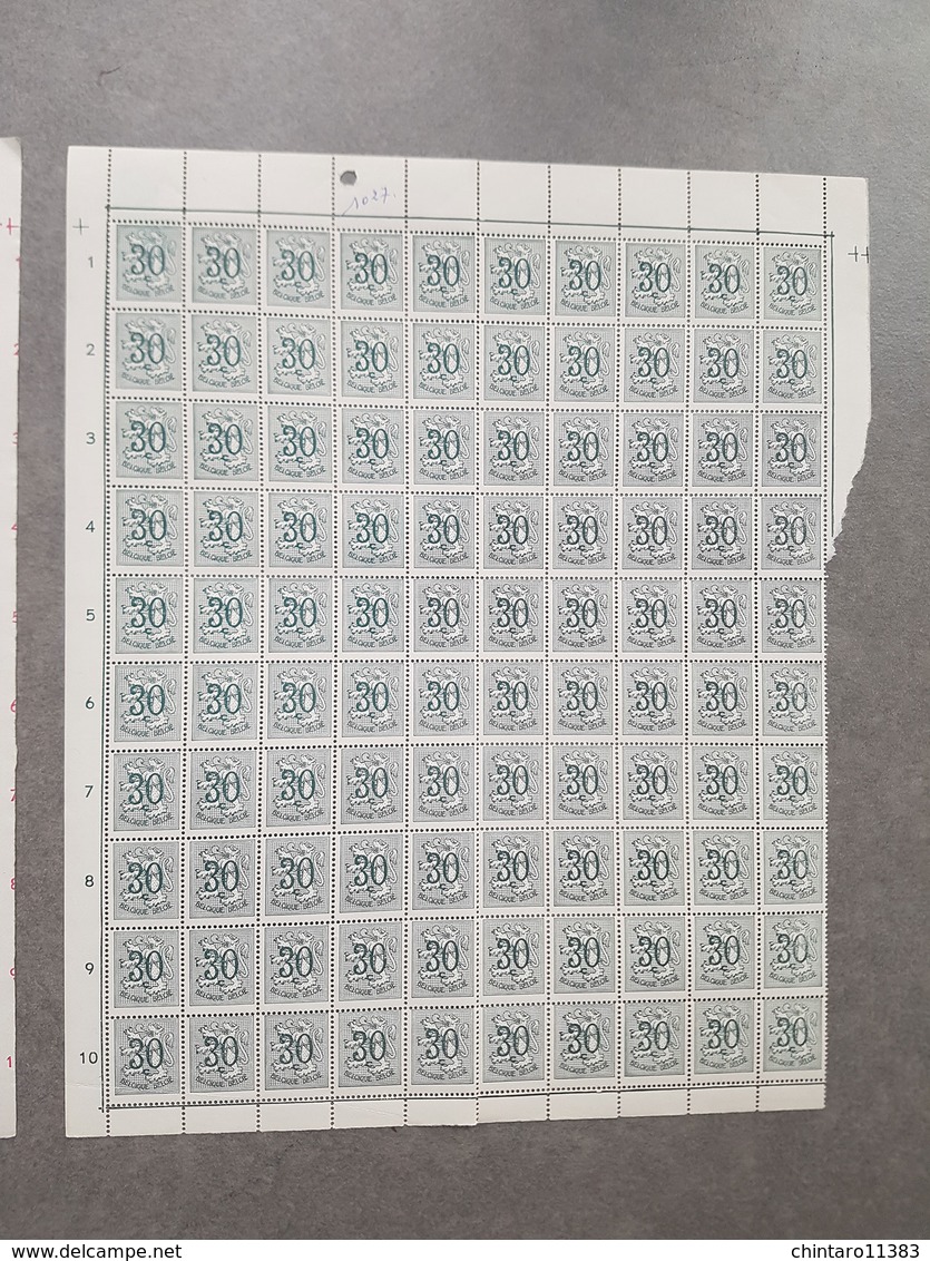 Lot feuilles complètes de timbres Belgique - n°850 à 1027 (Lion Héraldique) (1951-1957)