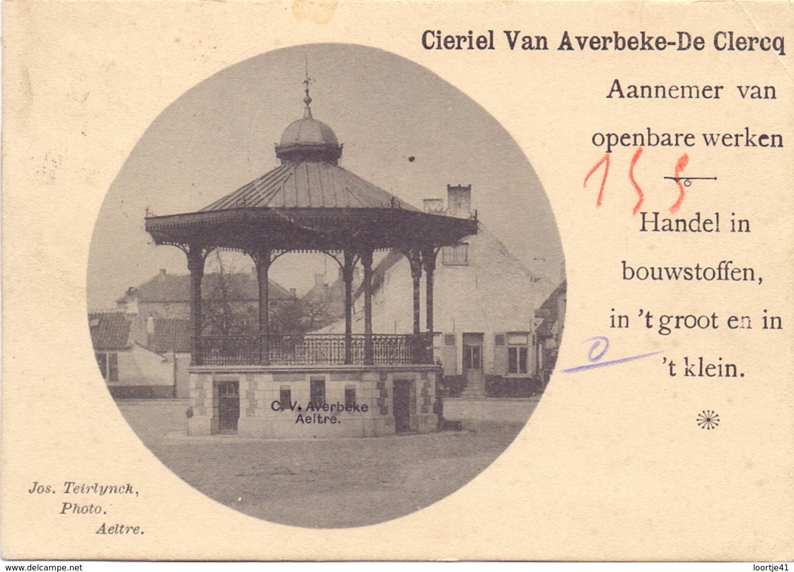 PK - Aalter - Aeltre - De Markt - Kiosk - Reclame Aannemer Bouwstoffen C. Van Averbeke - De Clercq - Aalter