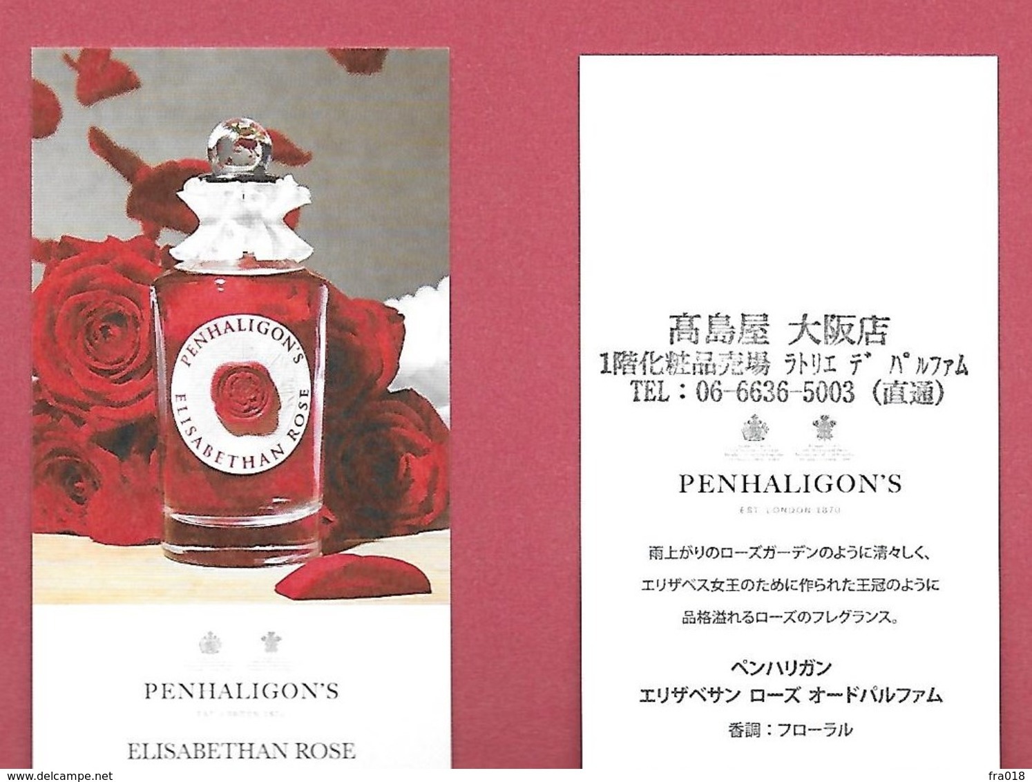 F-  Carte à Sprayer Penhaligon's - Elisabethan Rose  - Perfume Card - Japon - Modernes (à Partir De 1961)