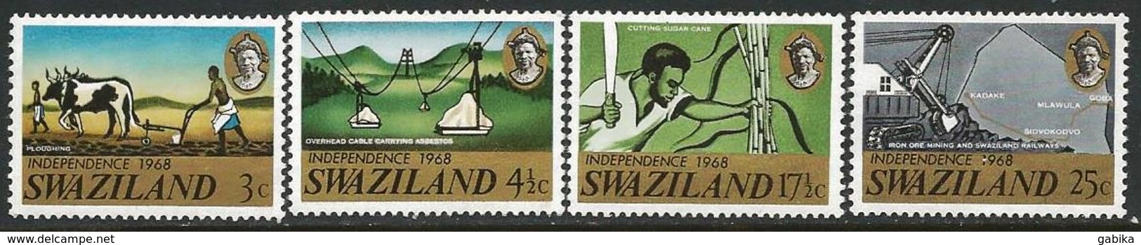 Swaziland 1968 Scott 139-142 MH Trace Hinge Independence, Map - Swaziland (1968-...)