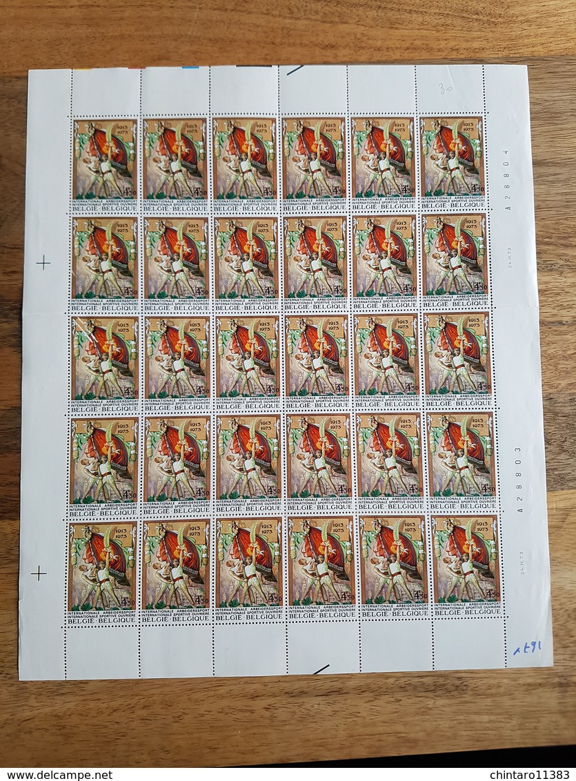 Lot feuilles complètes/incomplètes de timbres Belgique - Année 1973