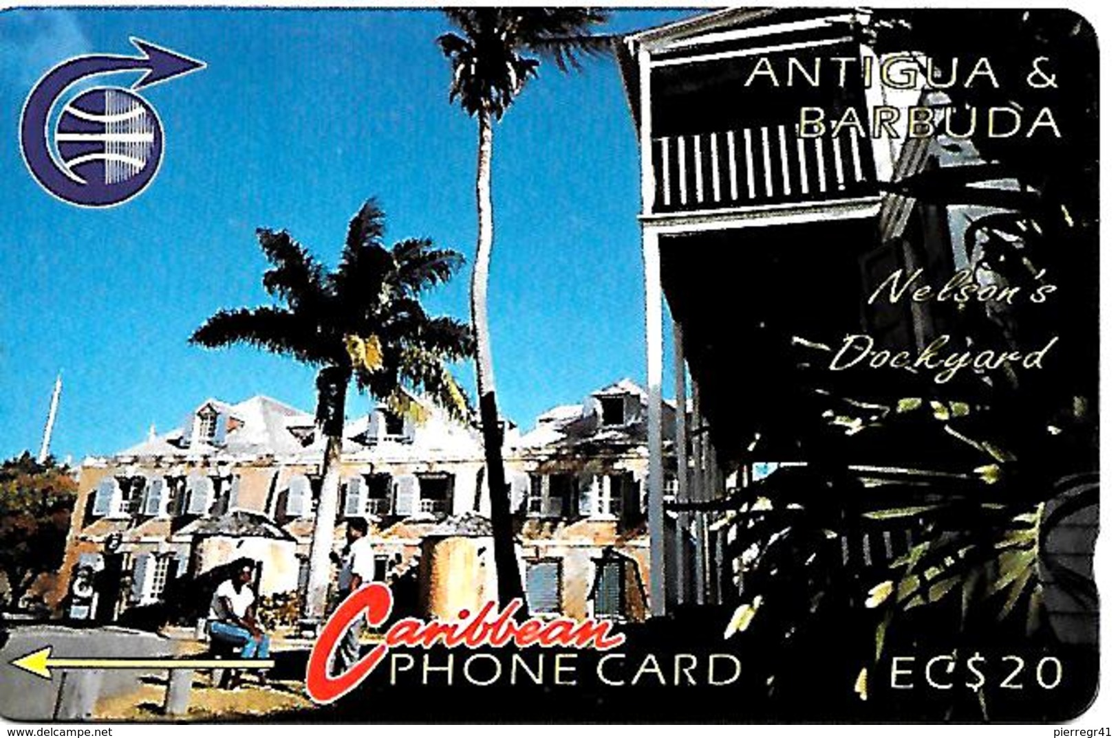 CARTE-ANTIGUA/BARBADE-ANTILLES-ECS-20$-MAGNETIQUE-NELSON DOCK-V+Cadre Avec N°-BE - Antigua Y Barbuda