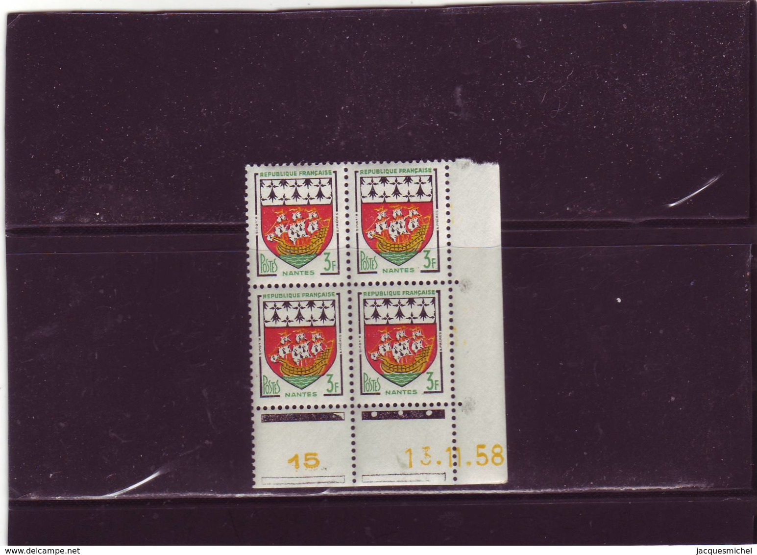 N° 1185 - 3F Blason De NANTES - A De A+B - Tirage Du 10.11.58 Au 2.12.58 -13.11.1958 - - 1950-1959