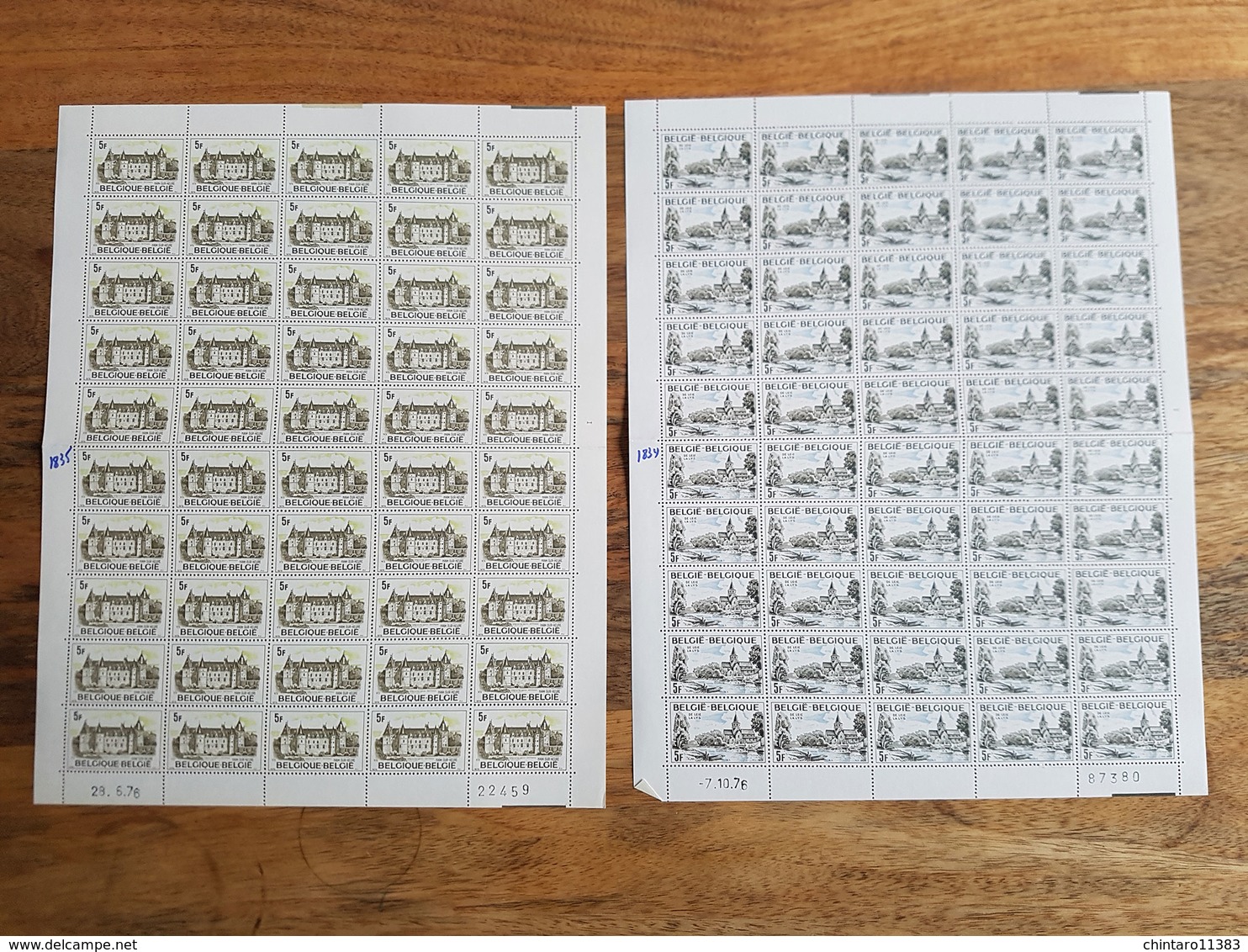 Lot Feuilles Complètes De Timbres Belgique - Année 1976 - Non Classés