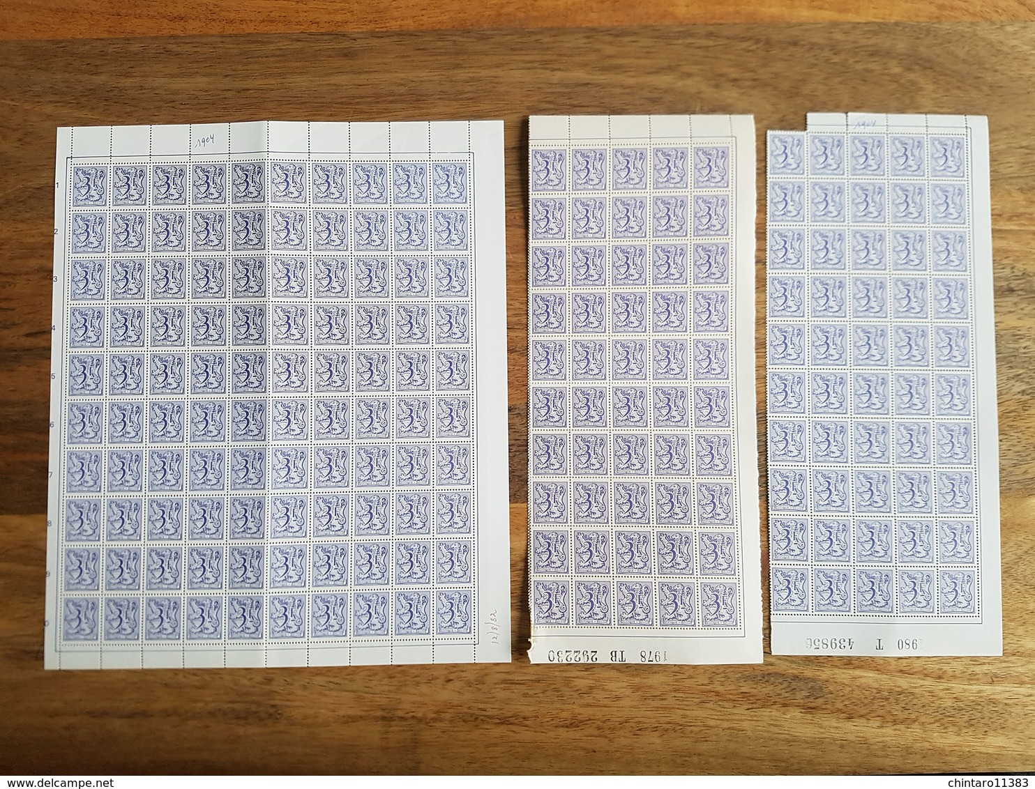 Lot feuilles complètes de timbres Belgique - Année 1978