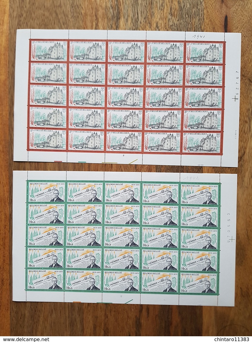 Lot feuilles complètes/incomplètes de timbres Belgique - Année 1979