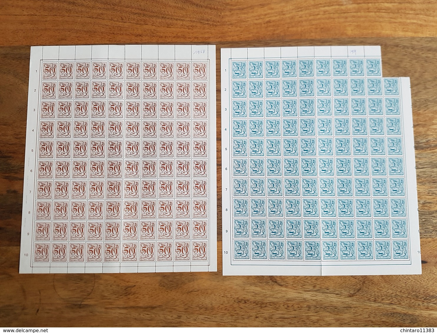 Lot feuilles complètes/incomplètes de timbres Belgique - Année 1979