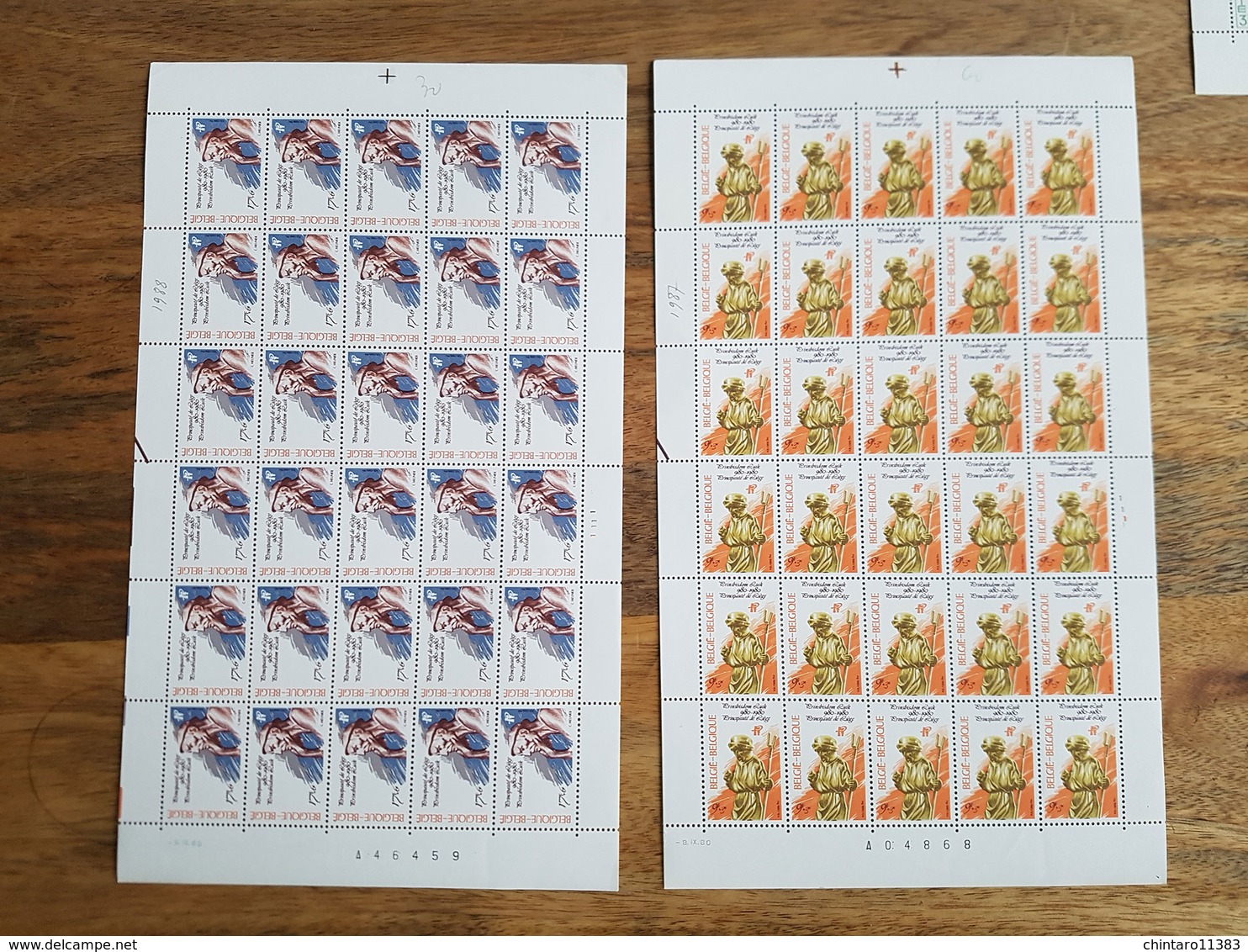 Lot feuilles complètes/incomplètes de timbres Belgique - Année 1980