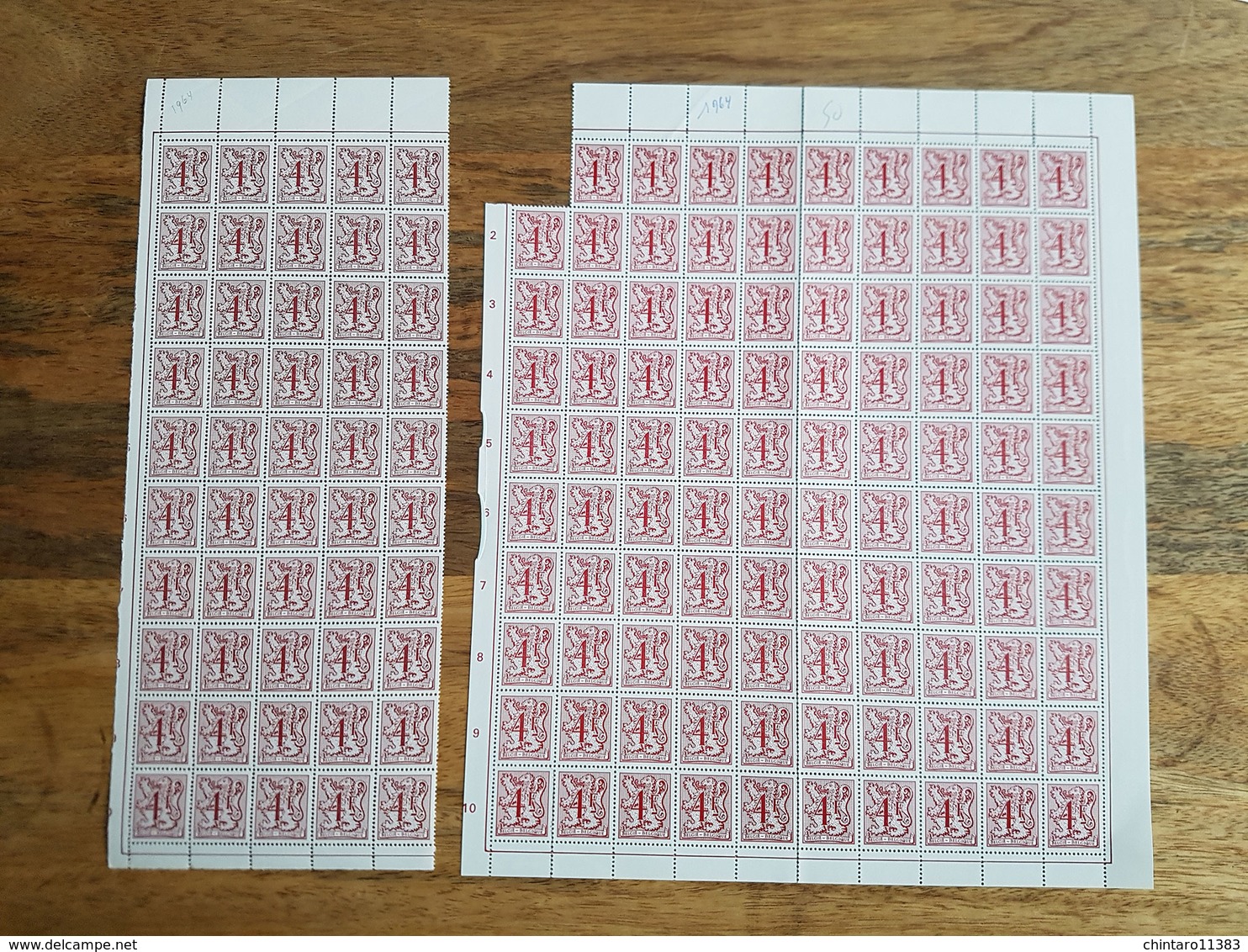 Lot feuilles complètes/incomplètes de timbres Belgique - Année 1980