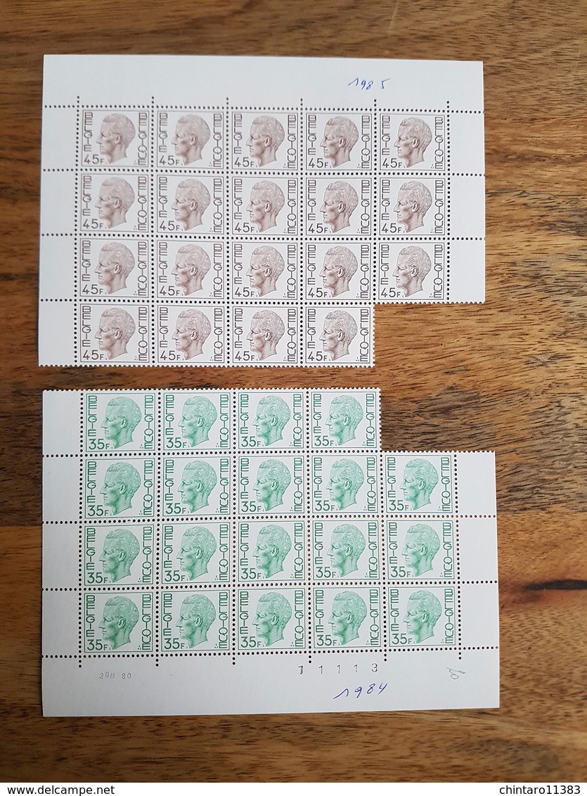 Lot feuilles complètes/incomplètes de timbres Belgique - Année 1980