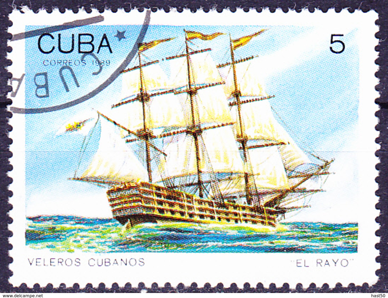 Kuba Cuba - Kriegsschiff „El Rayo“ (Mi.Nr.: 3308) 1989 - Gest Used Obl - Used Stamps