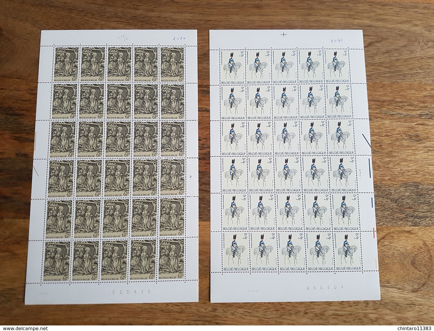 Lot feuilles complètes/incomplètes de timbres Belgique - Année 1981