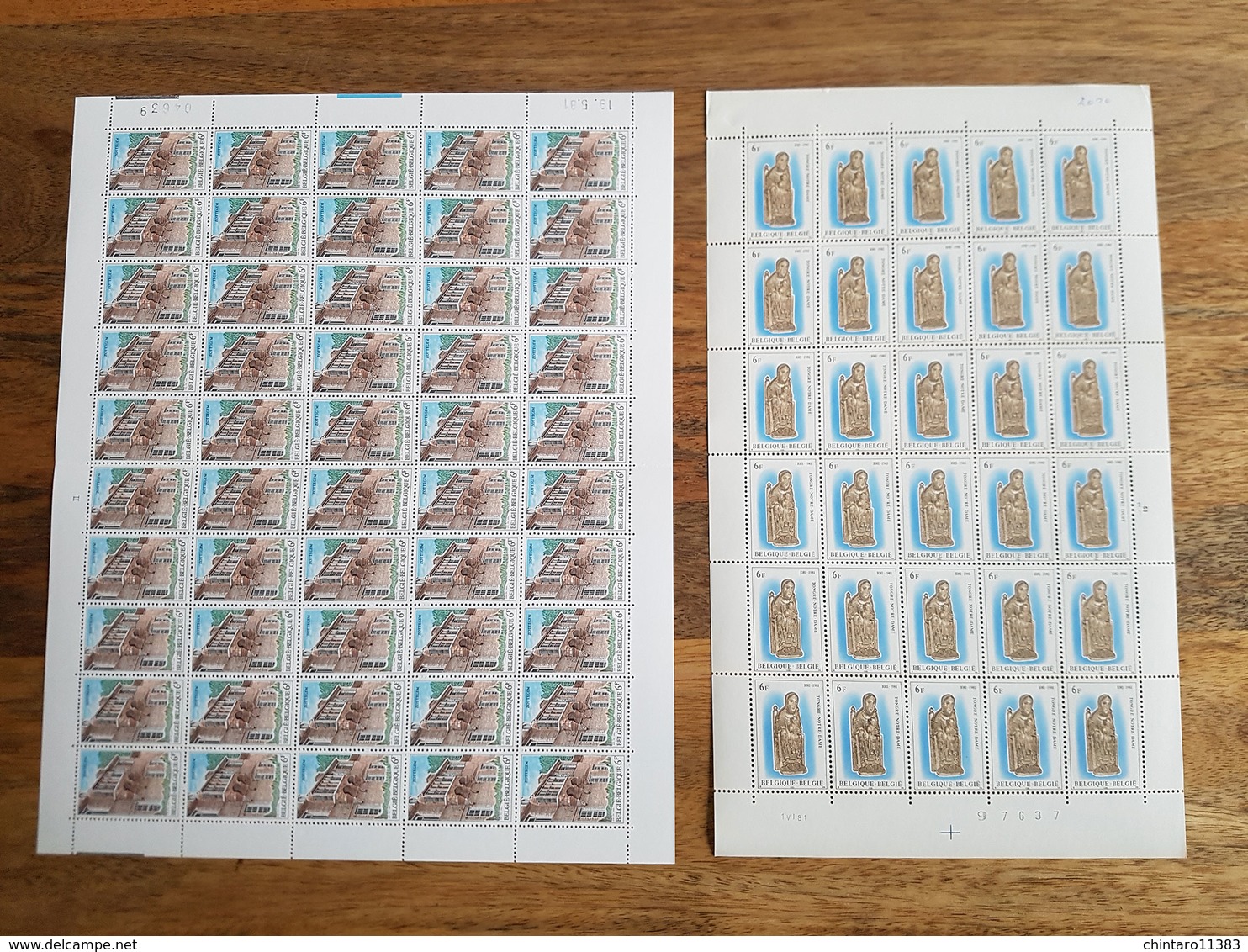 Lot feuilles complètes/incomplètes de timbres Belgique - Année 1981
