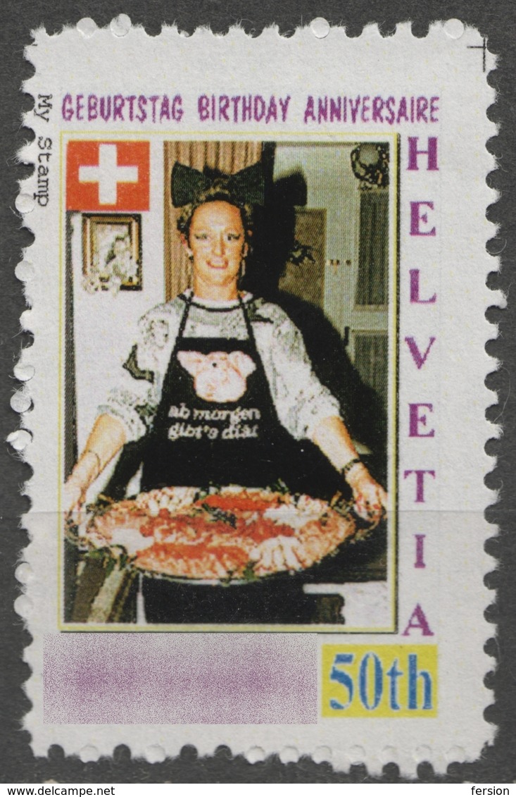 Birthday Switzerland / Cook Food- LABEL CINDERELLA VIGNETTE 1990's Hungary MNH - Sonstige & Ohne Zuordnung