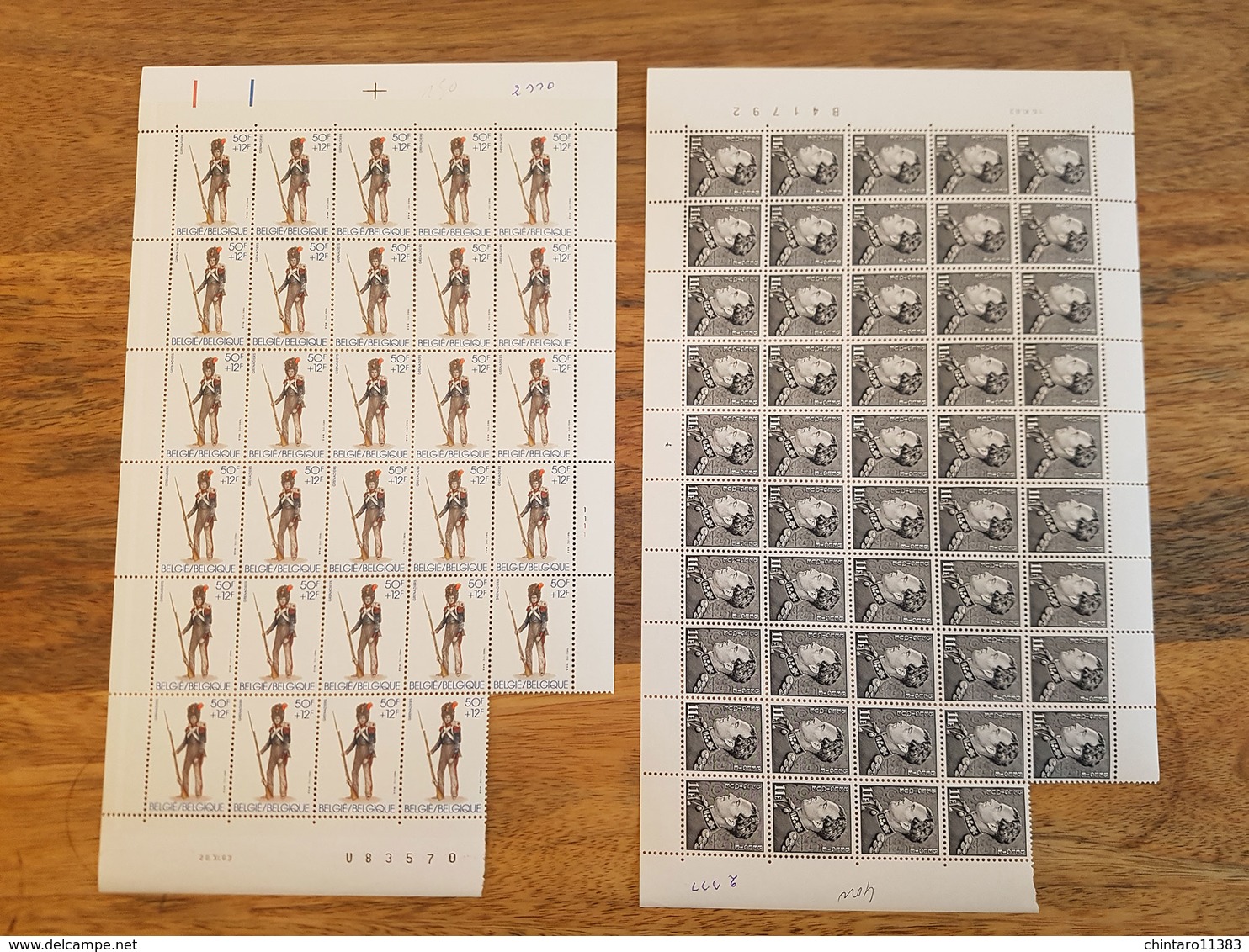 Lot Feuilles Incomplètes (manque 1) De Timbres Belgique - Année 1983 - Non Classés