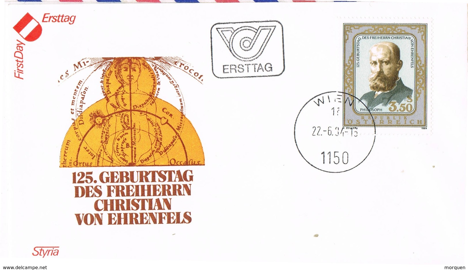 31082. Carta F.D.C. WIEN (Austria) 1994. Chistian  Von Ehrenfels, Filosofo, Psicologo - FDC