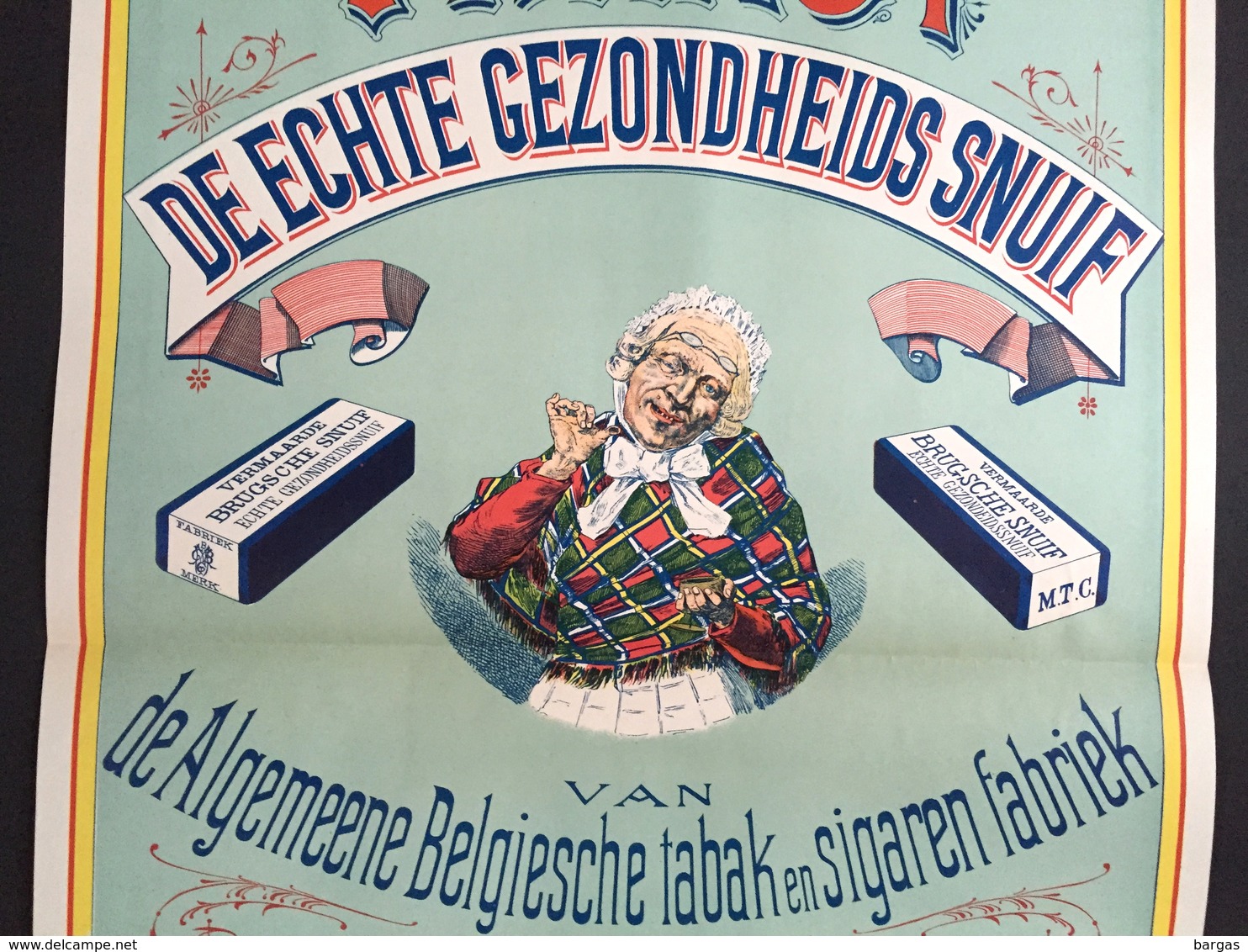 1893 RARE Affiche Tabac à Priser BRUGSCHE SNUIF Bruges Brugge Cigare Tabak Litho Donnez à Bruxelles - Affiches