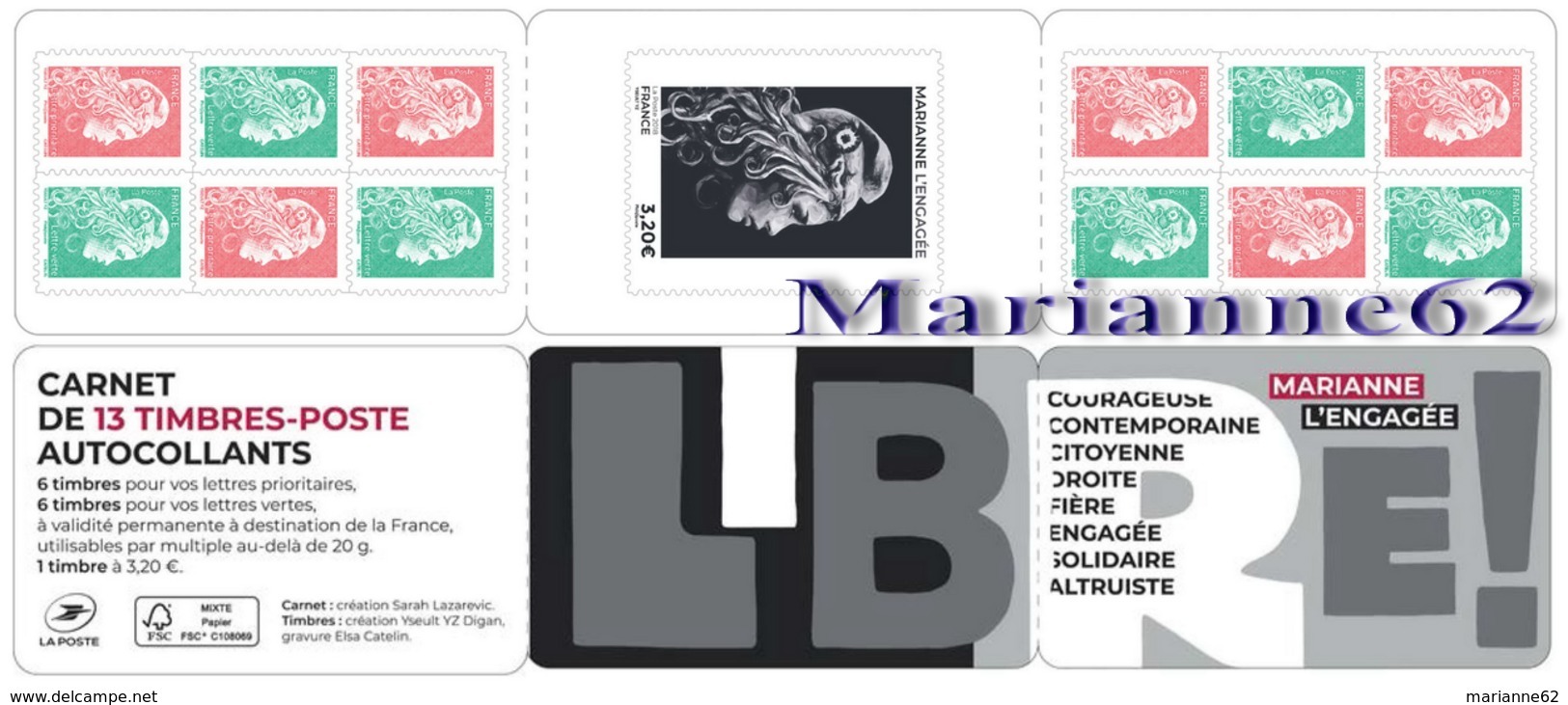 France 2018 Carnet Marianne L'engagée - " LIBRE " - MNH Neuf - Autres & Non Classés