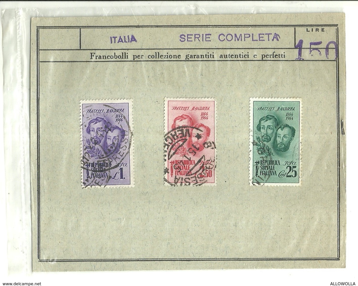 2156 " REPUBBL SOCIALE IT.-1944-CENTENARIO MORTE FRATELLI BANDIERA SERIE NUOVA E USATA " ORIGINALE - Altri & Non Classificati