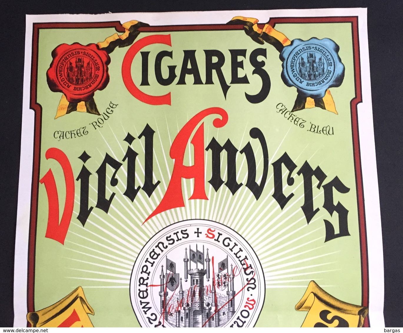 1893 RARE Affiche Cigare VIEIL ANVERS Verellen Frères à Anvers Litho Donnez à Bruxelles - Posters