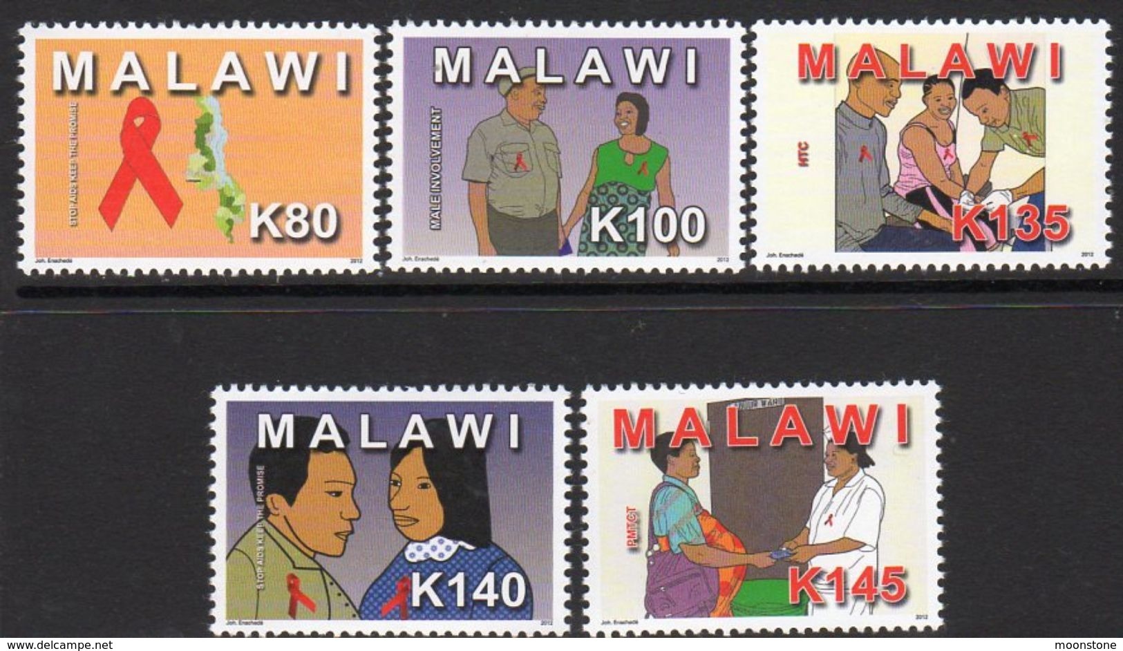 Malawi 2012 Campaign Against AIDS Set Of 5, MNH, SG 1080/4 (BA2) - Malawi (1964-...)
