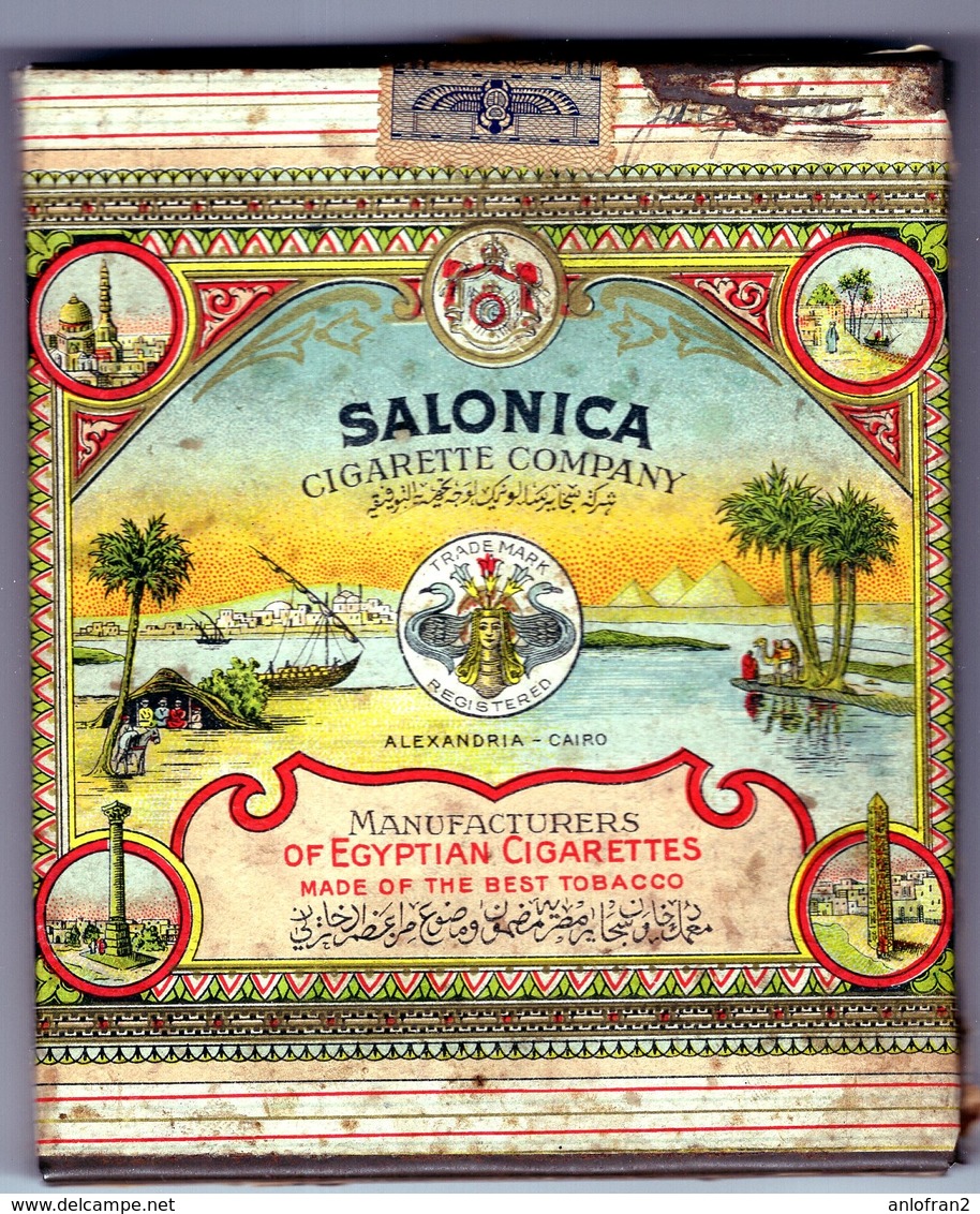 EGYPTIAN CIGARETTE TIN BOX SALONICA CAIRO  ALEXANDRIA F. KATTENBURG - Etuis à Cigarettes Vides