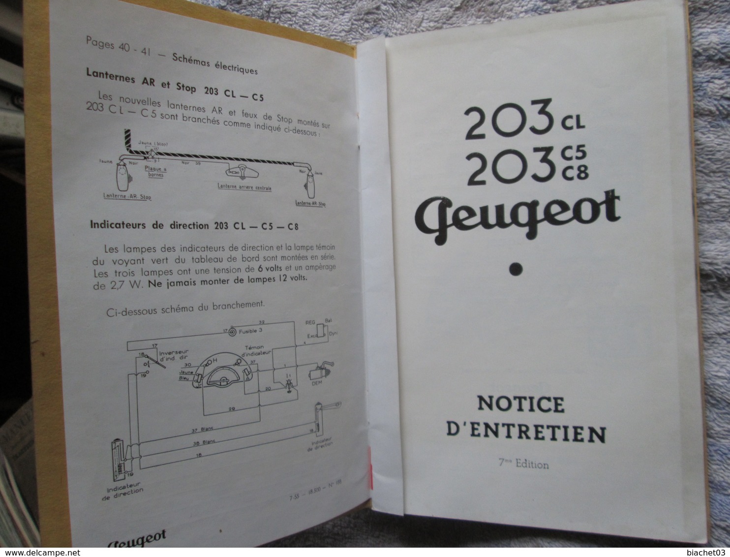 Notice D'entretien (Peugeot 203cl-203c5-c8 ) - Auto