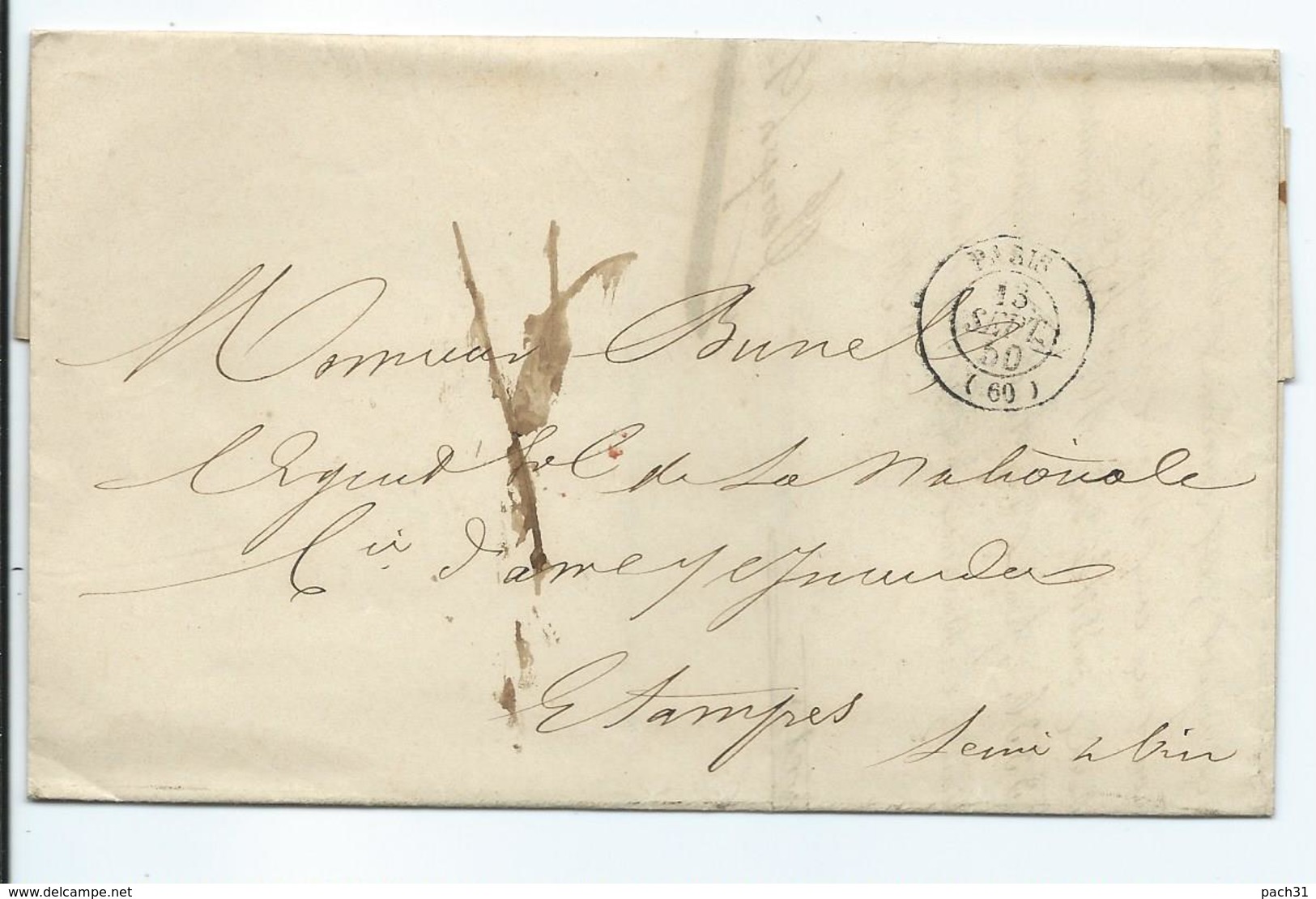 Lettre De Paris Pour Etampes 1850 - 1849-1876: Classic Period