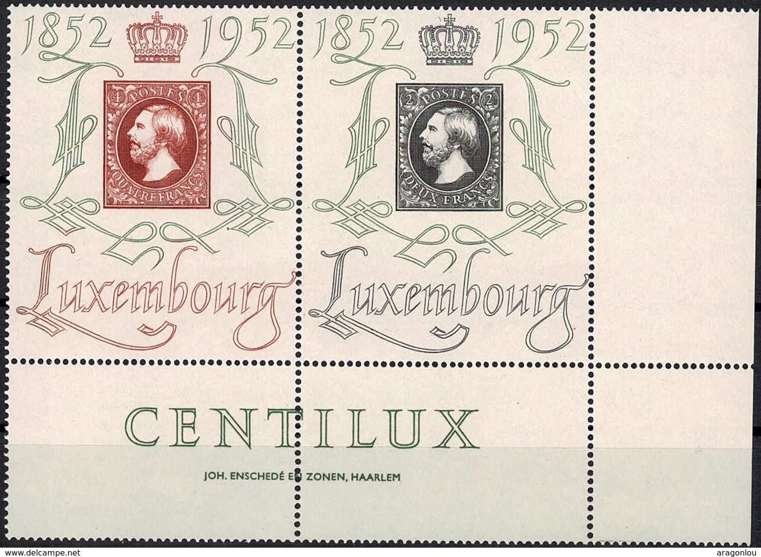 1952 Série Centilux Luxembourg Paire Neuf, Michel 2019: 488-489  2Scans, Valeur Cat.100€ - Neufs