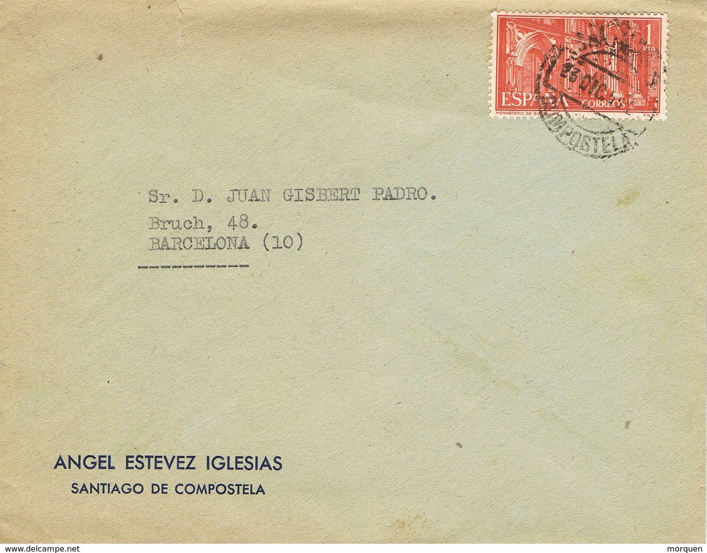 31091. Carta SANTIAGO COMPOSTELA (Coruña) 1959. Monasterio Guadalupe - Cartas & Documentos