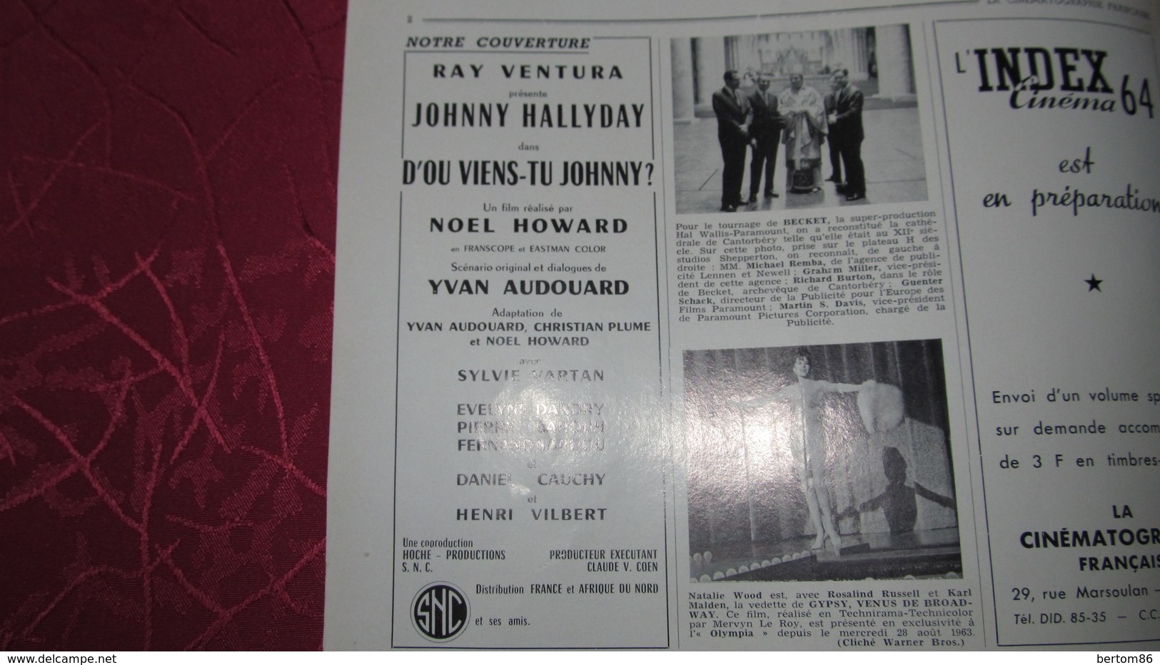 JOHNNY HALLYDAY / SYLVIE VARTAN - D'OU VIENS-TU JOHNNY ? - SORTIE DU FILM - 1963. - Cinema