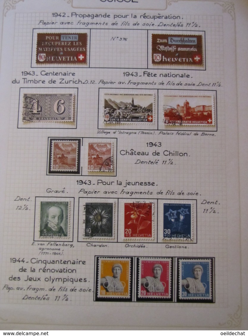 10657 SUISSE  Collection Vendu Par Page */°  1942-44  TB/TTB - Collections