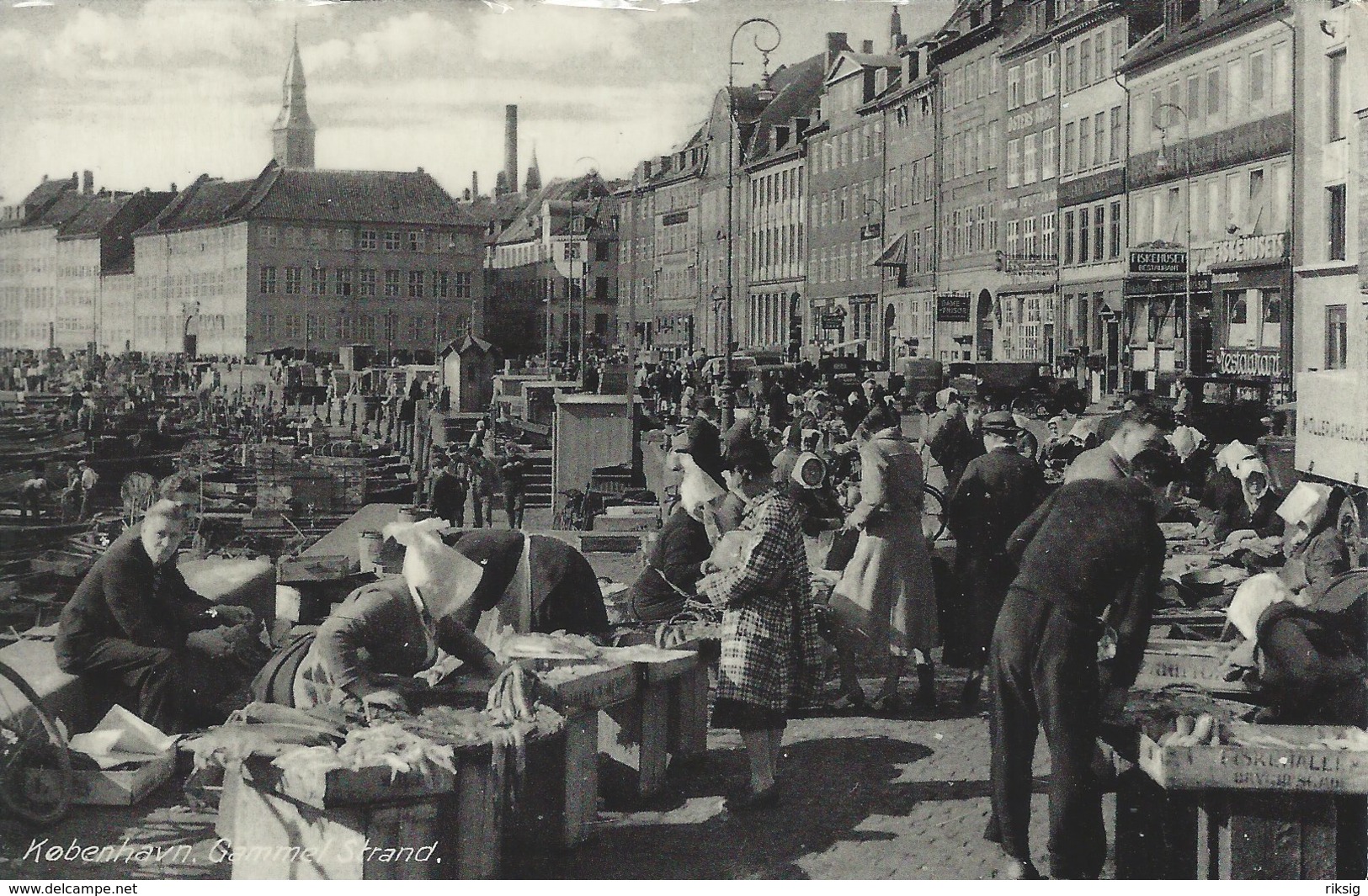 Fish Market.Gammel Strand Copenhagen.  Sent To Sweden 1954. Denmark. S-4548 - Mercados